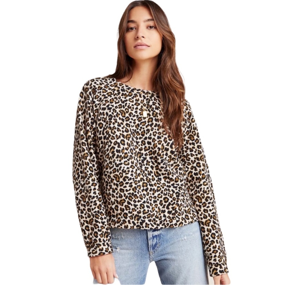 Anthropologie Velvet by Graham & Spencer Jazz Leopard Sweatshirt - LN - S